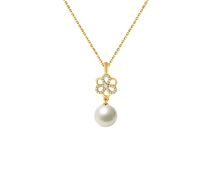 Flower With Fresh water Pearl Pendant Chain