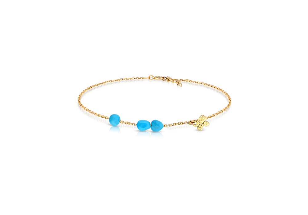 Turquoise Nuggets and Butterfly Charm Bracelet