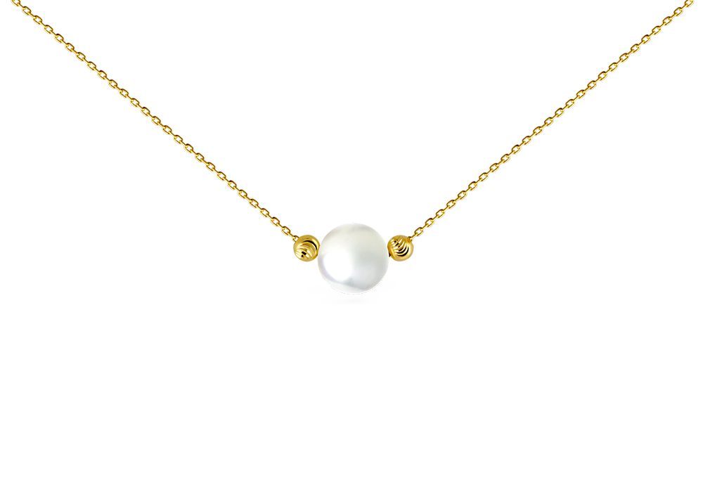 Single pearl with two beads necklace