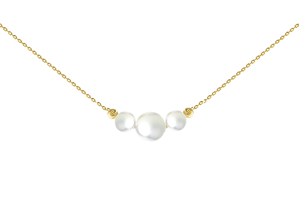 Three pearl with two beads necklace
