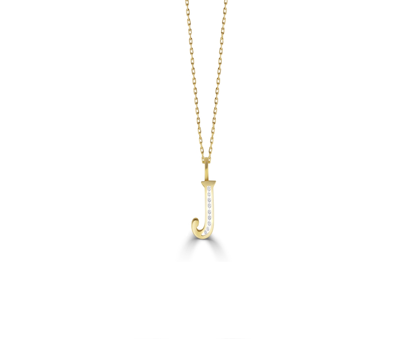 J' Alphabet Pendant chain with Diamonds Farah Jewellery