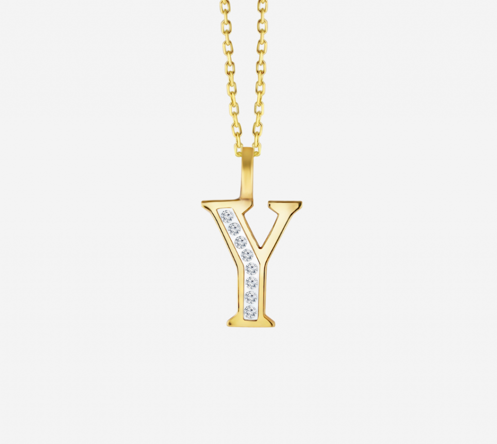 Y' Alphabet Pendant chain with Diamonds