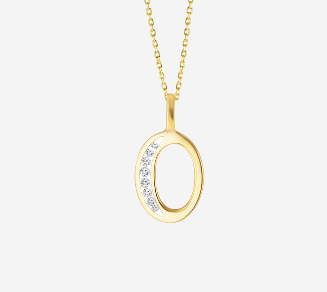 O’ Alphabet Pendant chain with Diamonds