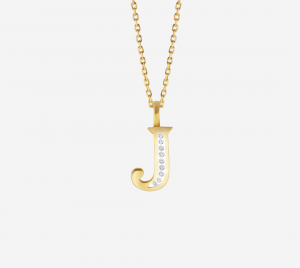 J' Alphabet Pendant chain with Diamonds