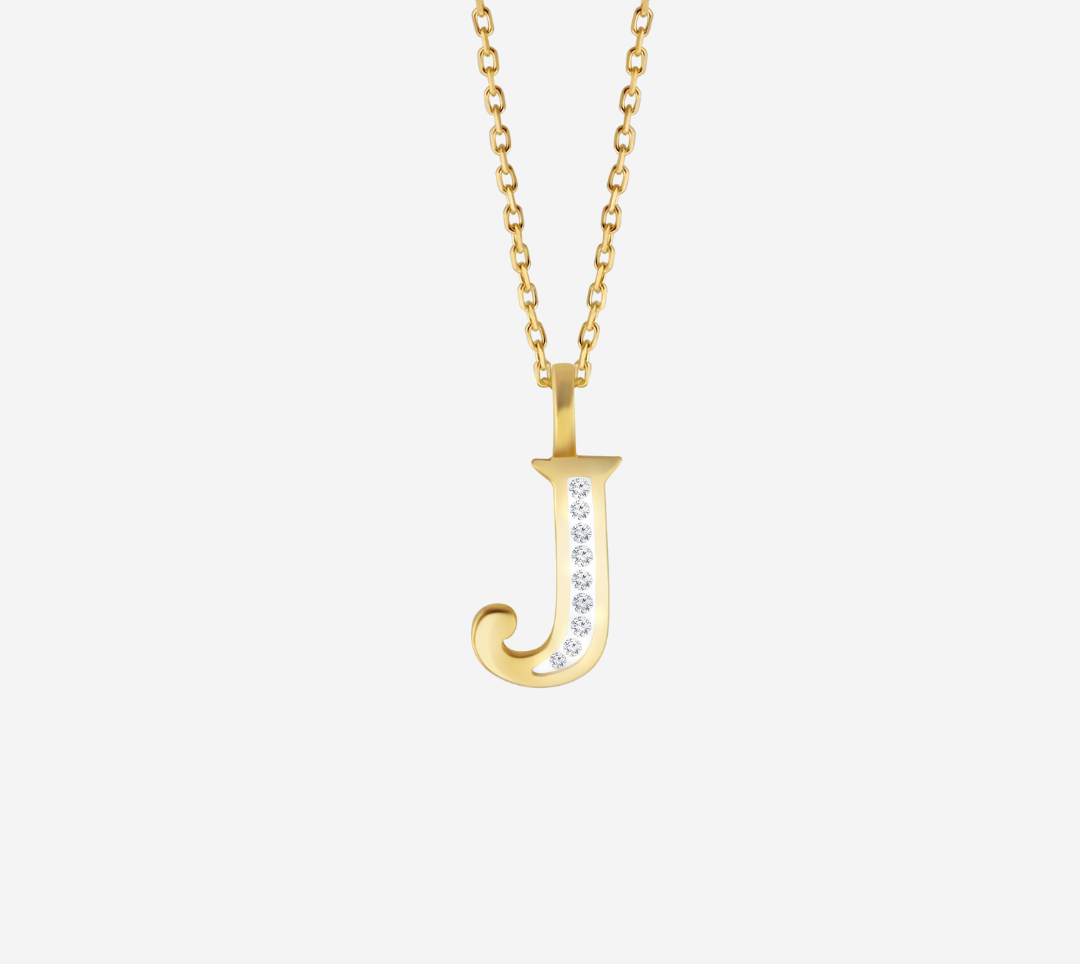J’ Alphabet Pendant chain with Diamonds
