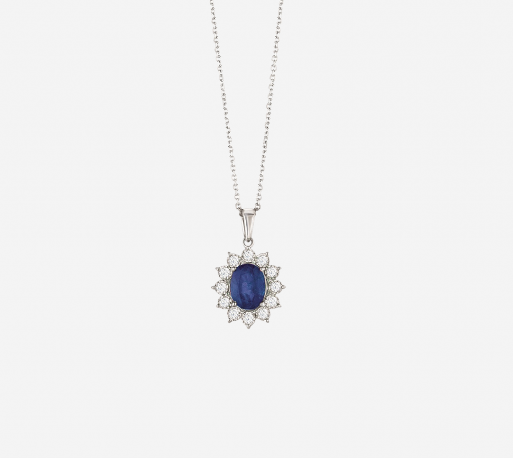 Classic Diana Blue Sapphire Pendant Chain