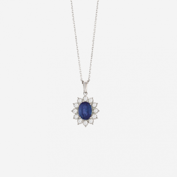 Classic Diana Blue Sapphire Pendant Chain