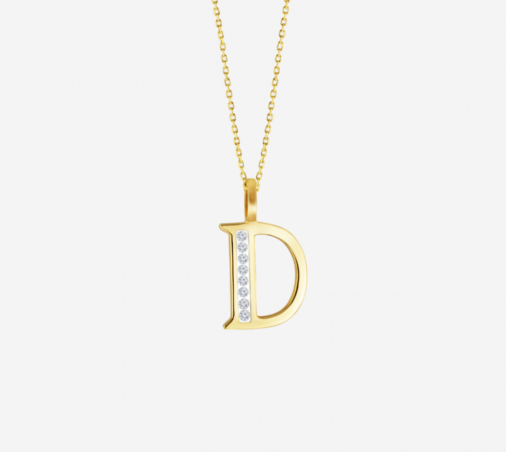 D' Alphabet Pendant chain with Diamonds
