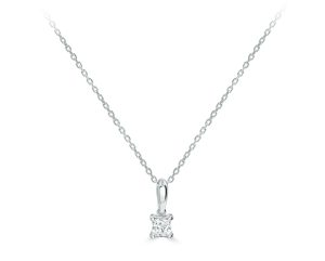 Princess Cut Diamond Solitaire Pendant Chain