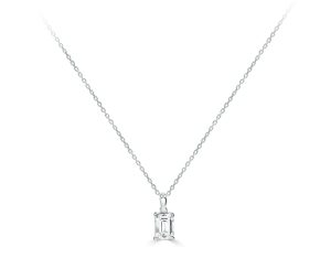 Emerald Cut Diamond Solitaire Pendant chain