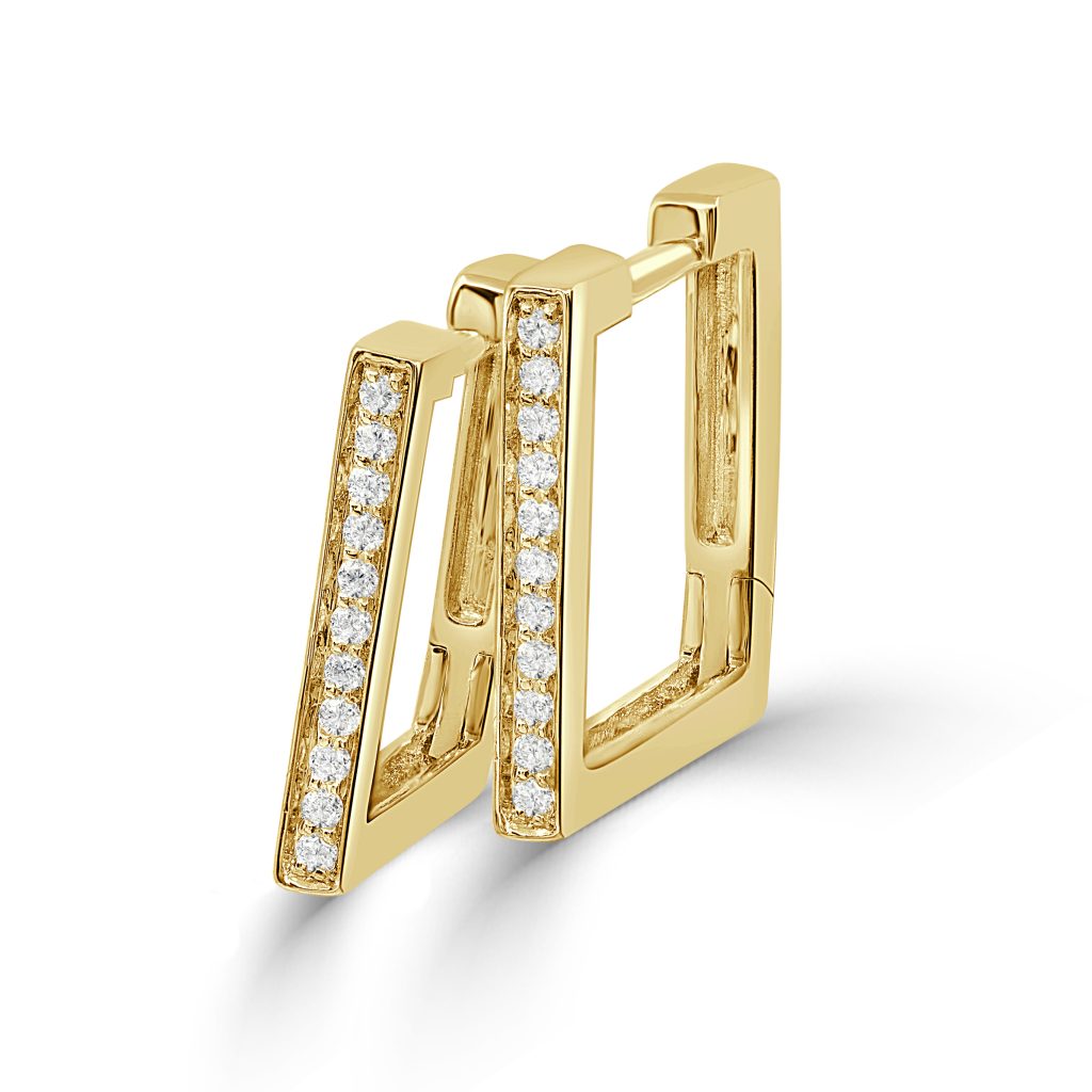 Square Shape Huggie Diamond Earring