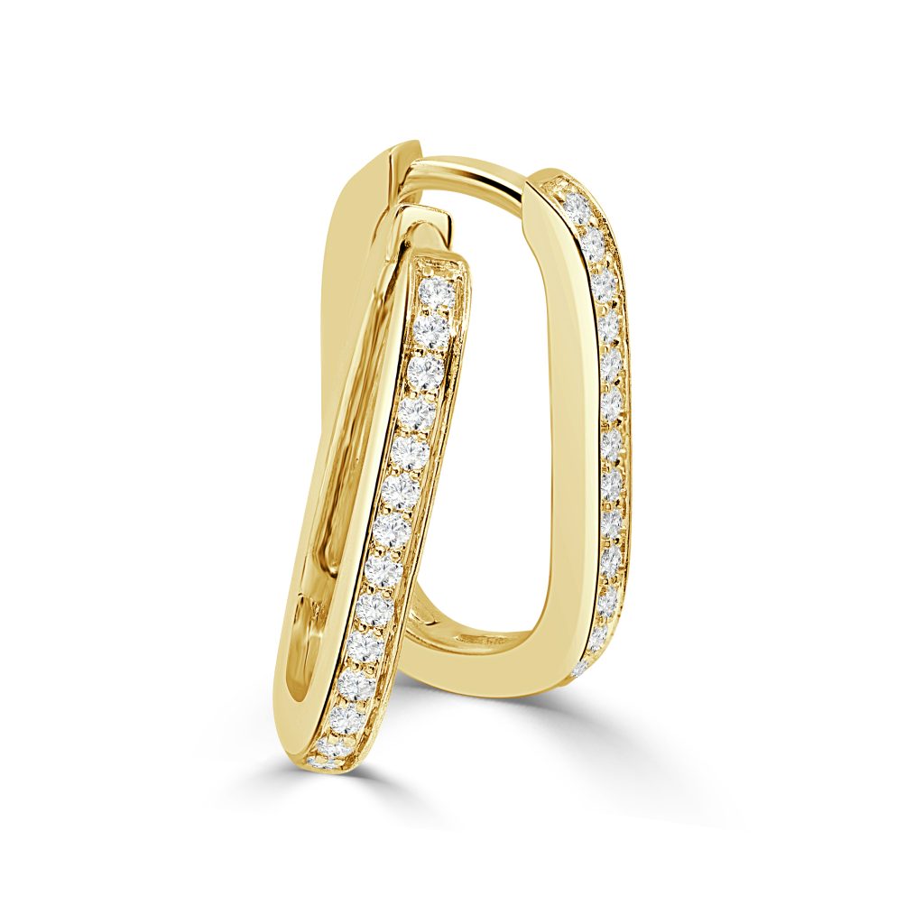 Rectangular Shape Huggie Diamond Earring