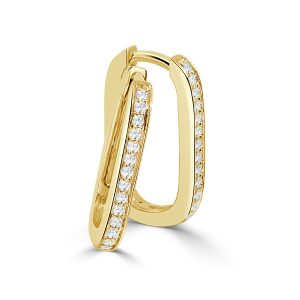 Rectangular Shape Huggie Diamond Earring