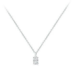 Oval Cut Diamond Solitaire Pendant Chain