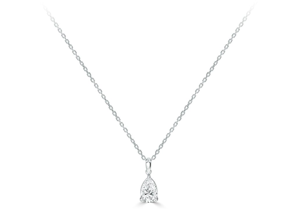 Pear Cut Diamond Solitaire Pendant Chain