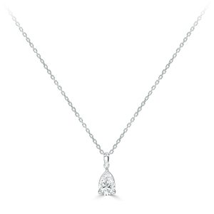Pear Cut Diamond Solitaire Pendant Chain