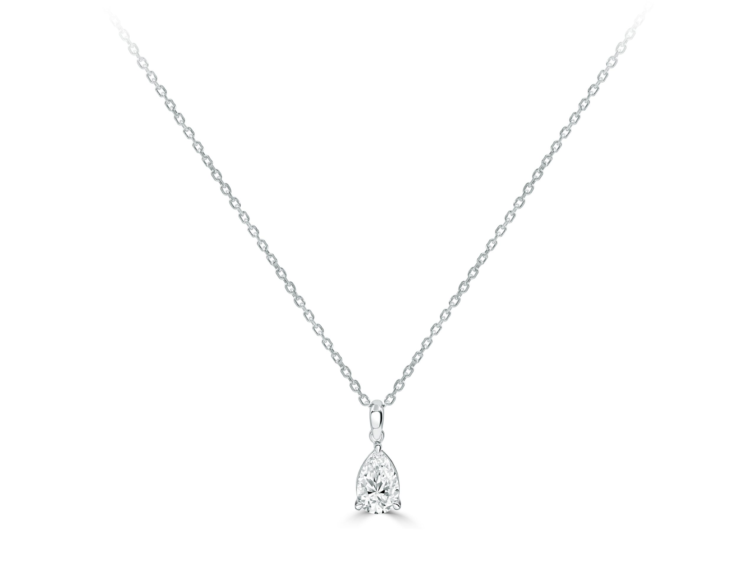 Pear Cut Diamond Solitaire Pendant Chain