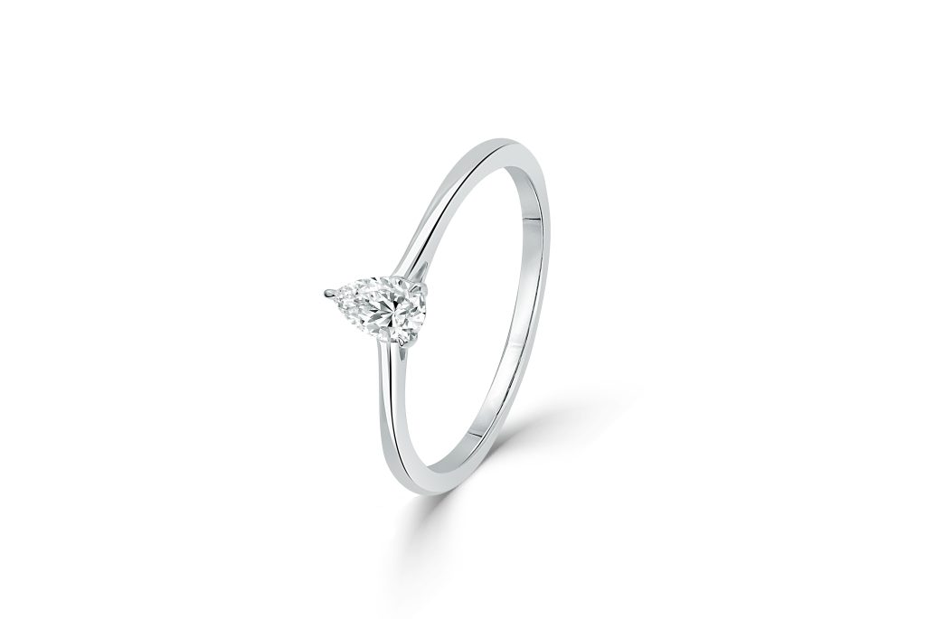 Pear Cut Diamond Solitaire Ring