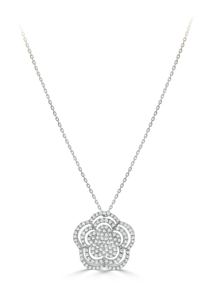 Flower Shape Diamond Pendant Chain