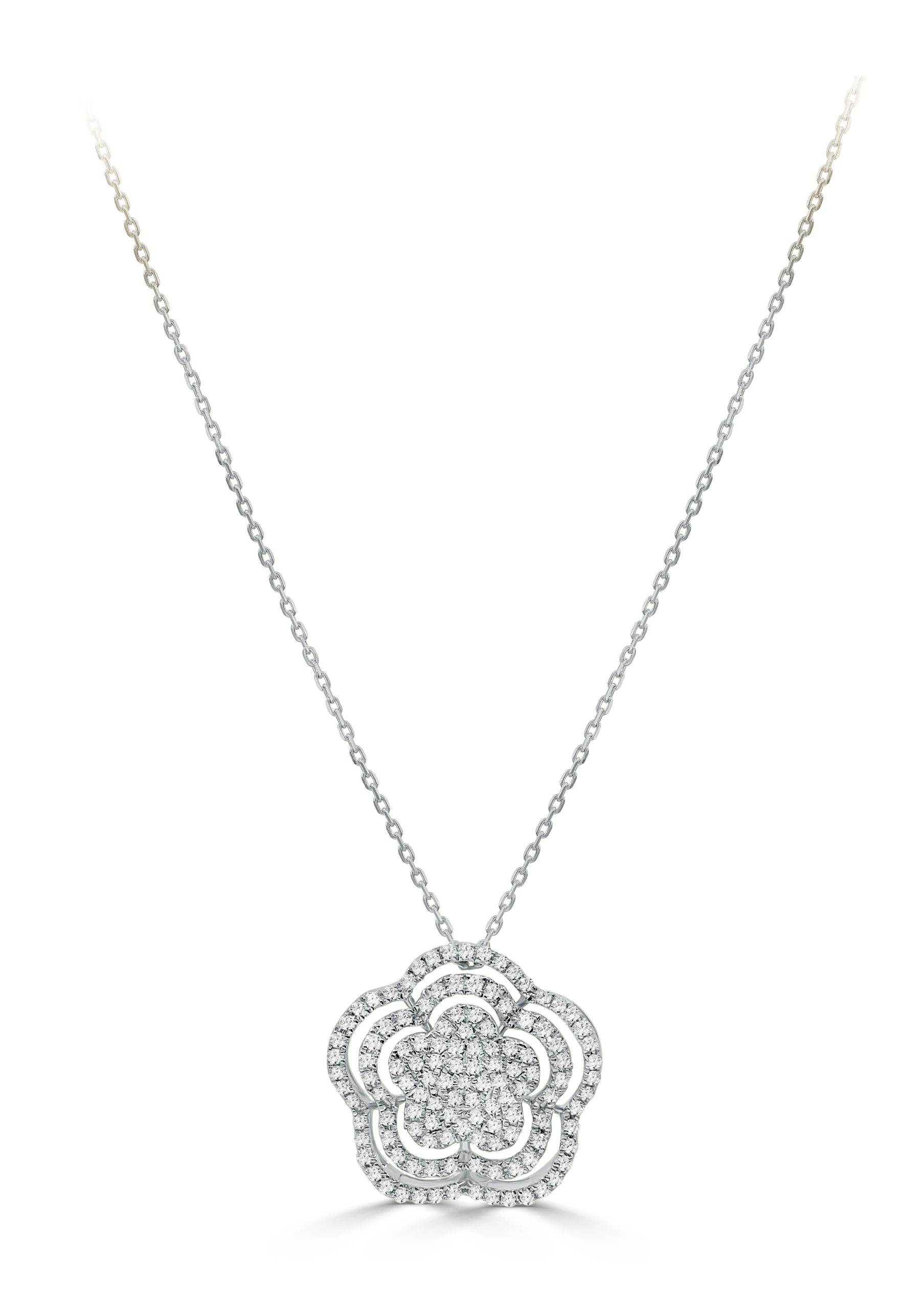 Flower Shape Diamond Pendant Chain